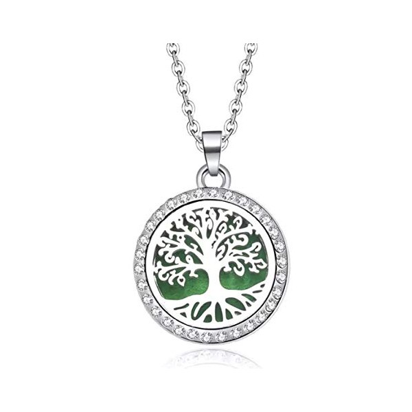 Tree of Life Locket Necklace Aroma Scent Felt Pad Hinged