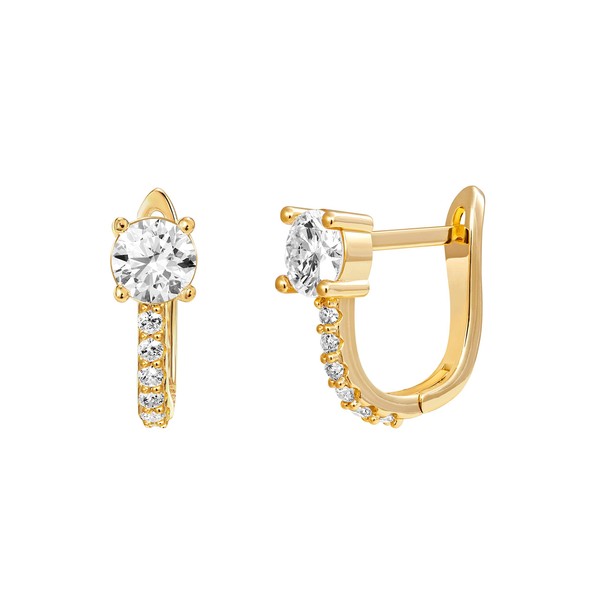 PAVOI 14K Yellow Gold Plated Post Cubic Zirconia Cuff Earring