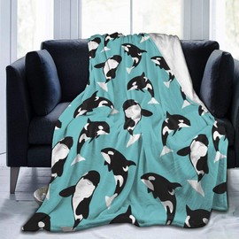 LAIUE Killer Whale Orca Throw Blanket Ultra Soft Blanket Warm Thick Blanket for Home Bed Blankets Bedspreads for Adults Children