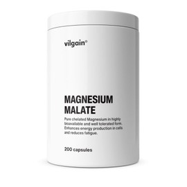 Vilgain Magnesium Malate - energising Form of Magnesium, in chelated Form with high Absorption, Reduces Tiredness and Fatigue, Supports Cell Renewal