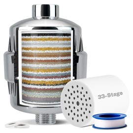 iSpring 33-Stage High Output Universal Shower Filter SF2S with Replaceable Cartridge, Better Skin, Softer Hair, and Stronger Nails, Chrome