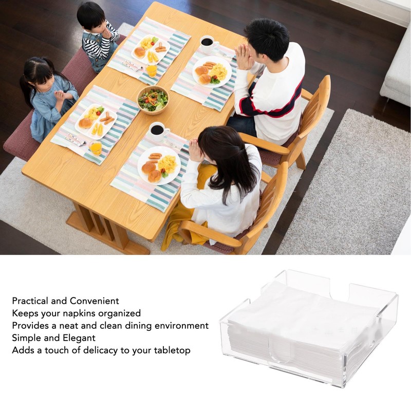 Acrylic Napkin Holder Square Transparent Table Tissue Dispenser Decorative Napkin