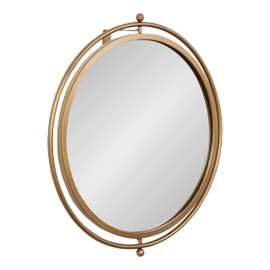 Kate and Laurel Baron Modern Pivot Mirror, 21 Inch Diameter, Gold, Decorative Adjustable Wall Mirror