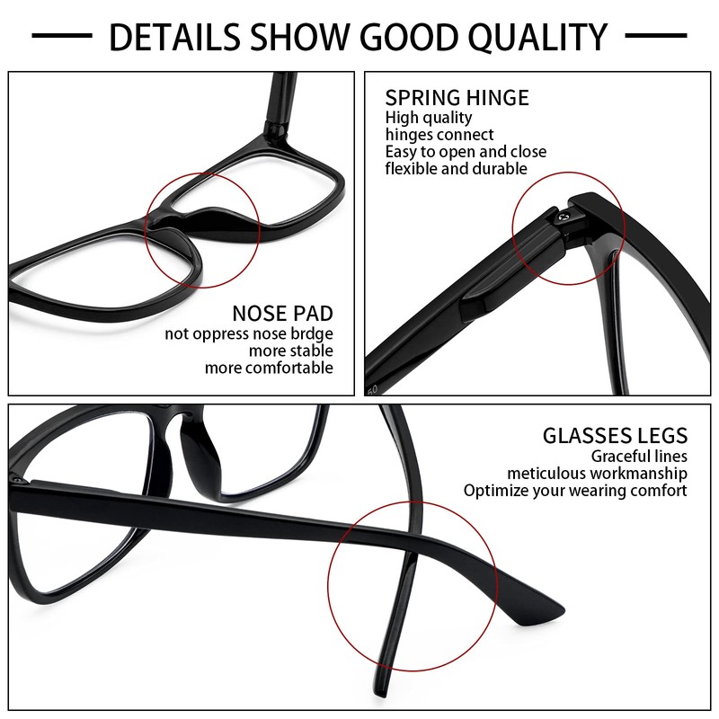 VIDEBLA 5 Pack Blue Light Blocking Reading Glasses,Spring Hinge Computer
