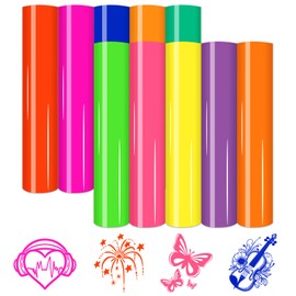 HTVSTD Neon Heat Transfer Vinyl-10 Pcs 12 * 10in Green Orange Red Neon Iron on Vinyl Blue Pink Neon Heat Transfer Vinyl for T-Shirts Compatible with Sillhoutte Cameo or Cricut