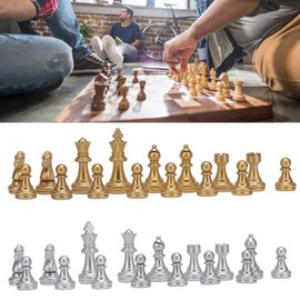 Portable PS Chess Pieces Set of 32 Pieces 1.93" 16 Gold Silver Pieces Lightweight Travel Size Replacement Tournament Game Complete Set for Adults and Kids