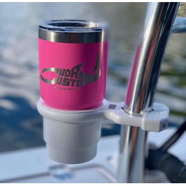 Marine Boat Cup Holder Universal Clamp-on Mount, Cuda Cup/Smart Cup Technology, Weatherproof Cup Holders for Boats, Treestands, Bikes & More fits 2 inch to 1 1/2 inch Outside Diameter