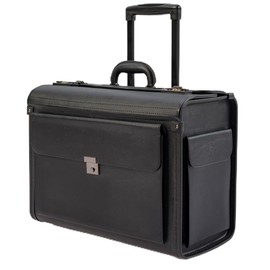 HAMMER ANVIL 19 Wheeled Briefcase Rolling Case Sales Sample Pilot Lawyer Attache Black Leatherette