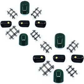 O2 Salon 5641A Full Cover Graphic Design Acrylic Fake False Nails Art Tips for Nail salon, Girls, Women, Bridal Wedding Dating Party (48 pcs/ 2 set)