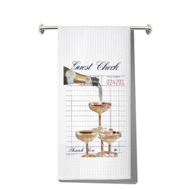 JNIAP Champagne Kitchen Towel Champagne Lover Gift Champagne Dish Towel Champagne Guest Check Gifts (Guest Check KT)