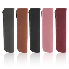 RETON Slim Pencil Case, Leather Pencil Case, Small Pencil Case with Zipper, Slim Soft Pencils Organiser, Portable Cosmetic Bag for Stationery, Office, School, Travel (5