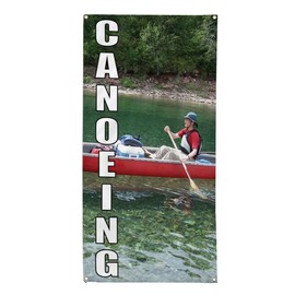 Vertical Vinyl Banner Multiple Sizes Canoeing Sports Lifestyle Outdoor Weatherproof Industrial Yard Signs 10 Grommets 144x60Inches
