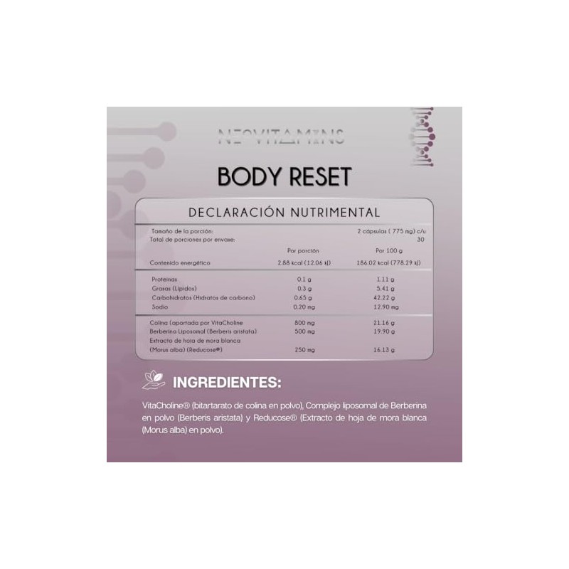 Body Reset Liposomal | 60 Cápsulas | Berberina | Uso