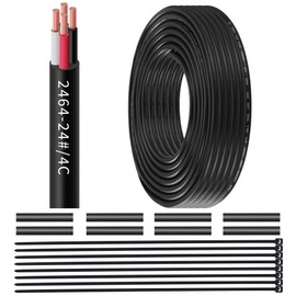24 Gauge Wire, 4 Conductor Electrical Wire, UL2464, 50 Feet, 24/4, Low Voltage Wire, 24 AWG, Flexible Extension Cord, Stranded Tinned Copper Cord for Lamp Lighting,