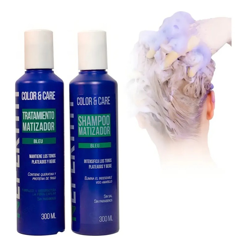 Shampoo Matizador Y Tratamiento Para Platinar Canas Y Mechas