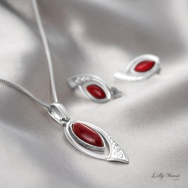 LillyMarie Ladies Silver Jewelry set 925 Gold River Trailer red Length Adjustable Gift Wrapped Birthday Gifts for Women