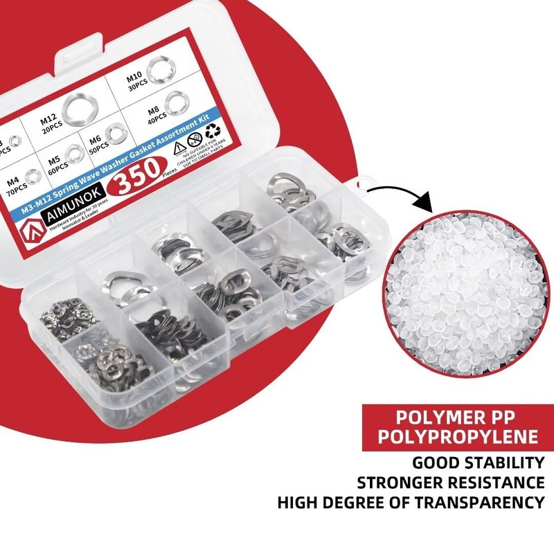 350PCS Spring Wave Washer Gasket Assortment Kit, M3 M4 M5