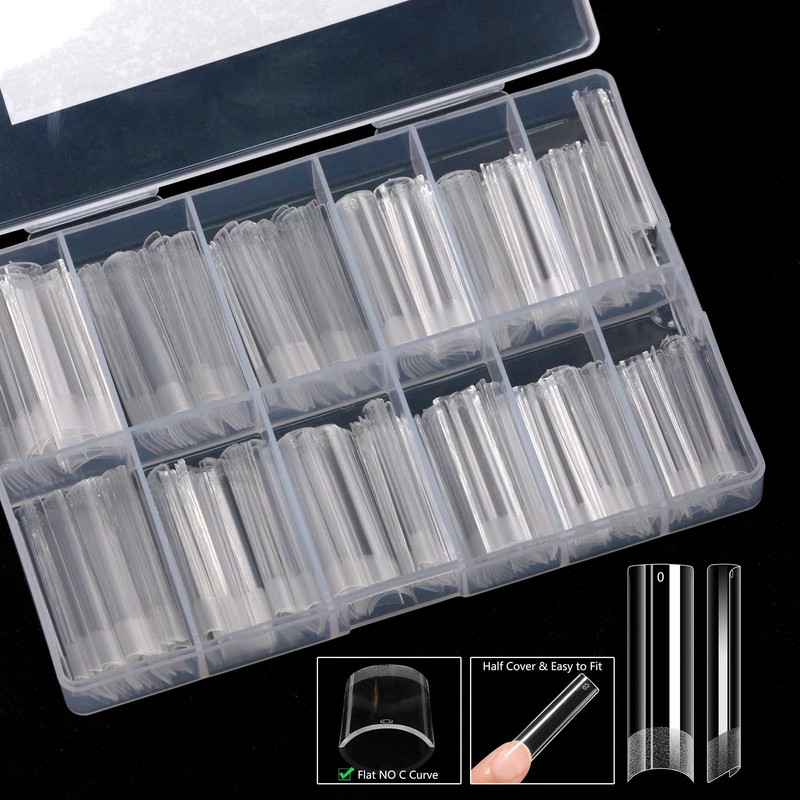 2XL Square Nail Tips, Long Half Cover Gel Tips 312