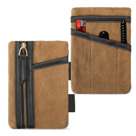 EDC Pouch, Small EDC Pocket Pouch with 5 Pockets Compact Waxed Canvas Organiser Multitool Tool for Flashlight Multitools Pen Notebook