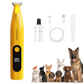 Dog Paw Trimmer, Low Noise Paw Hair Trimmer for Dogs with LED Light Wireless Pet Shaver, Suitable for Claws, Ears, Face, HIPS and Eyes(Orange)