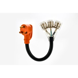 30 Amp to 110 Adapter RV Cord, 30 Amp to 20 Amp Adapter, NEMA TT-30P Male to 3X 5-15R/5-20R T-Blade Household Outlet Female with Lighted Power Indicator UL Listed (TT-30P to 3X5-15R/5-20R)