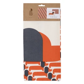 Orla Kiely | Set of 2 Teatowels in Persimmon | Dachshund Design | Includes Hanging Loop | 100% Cotton
