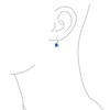 Simple Round Solitaire Blue Created Opal Lever back Drop Dangle