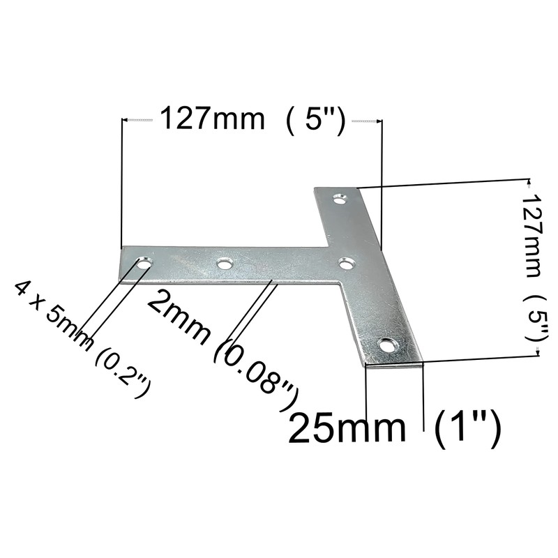 Metal Mending Tee T Plates 5in Braces Corner Bracket Plate