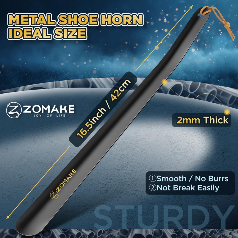 ZOMAKE Shoe Horn Long Handle for Seniors Men Women,Metal Long