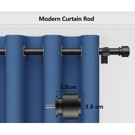 2 Pack Curtain Rods 72-144 Inch, 152-inch Rod, Adjustable Length Heavy Duty Modern Finials Diameter 7/8 inch,12 ft, Black