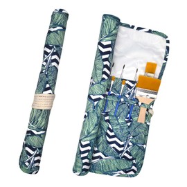 Funny live Paint Brush Holder Art Supplies, Artist Brush Holder & Storage Organizer Roll-Up Case Bag, Protect Acrylic Oil Watercolor Paintbrushes (Green Leaf 20 Slot Pockets)