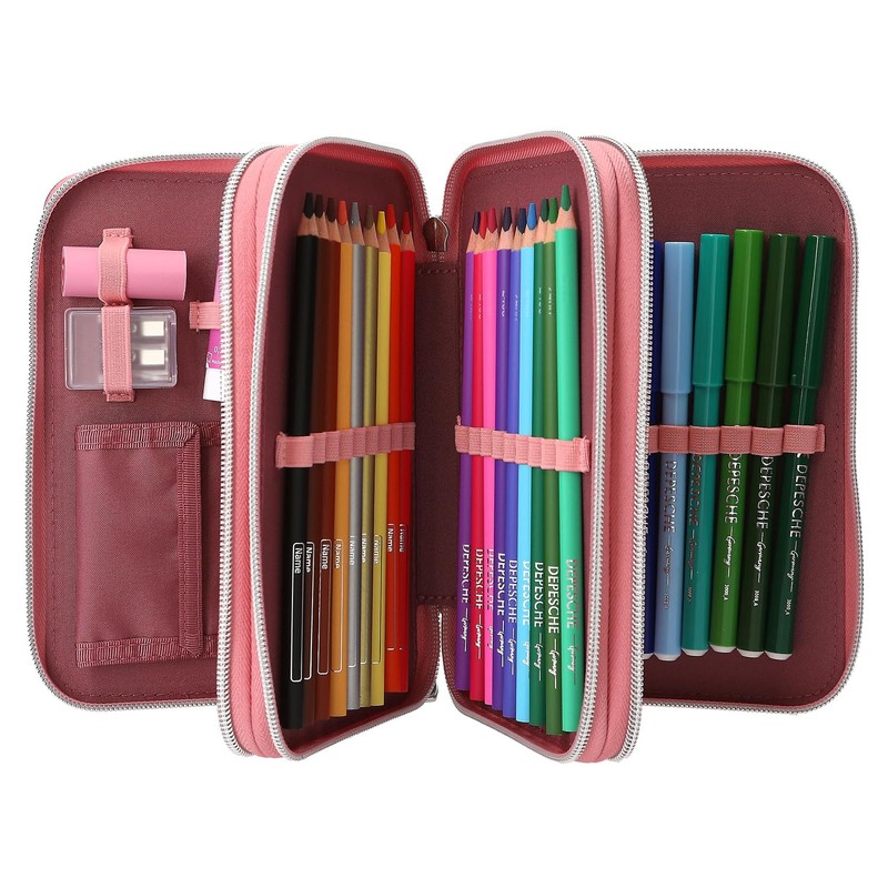 Depesche Miss Melody Triple Pencil Case Assorted Colours Red, Rust