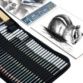 54-Pack Sketch Drawing Pencils Kit with Sketchbook,Include Graphite,Charcoal Pencils and Artists Tools,Pro Art Drawing Supplies for Adults Kids Beginners,ideal for Sketching Shading