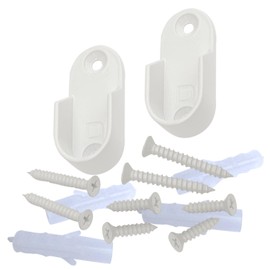 Oval Closet Rod End Supports | Rear Pin Type | 15mm x 30mm | Gloss White | 4 Pack