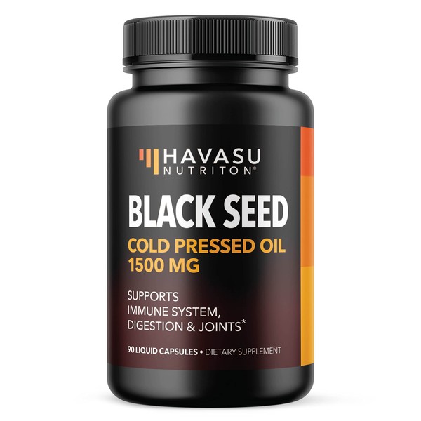 HAVASU NUTRITION Premium Cold-Pressed Black Seed Oil Liquid Capsules for Immune Support and Joint & Digestive Health 90 Capsules