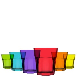lav Colored Drinking Glasses Set of 6 - Colored Glass Cups 10.25 Oz - Colorful Drinking Glasses - Multicolor Water Drinking Glass Set