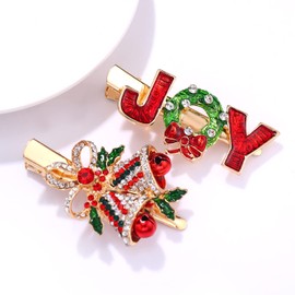 3PCS Christmas Hair Clips for Women Xmas Snowflake Wreath Reindeer Bell Hairpins Rhinestone Holiday Hair Barrettes Festive Costume Hair Accessory Gifts (3PCS Xmas Hair Clip)