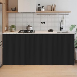 SK Studio Short Curtains for Kitchen, Privacy Cabinet Curtain Dust-Proof Window Shades Doorway Curtain for Closet Storage Room Black, 35.4" W x 35.4" H