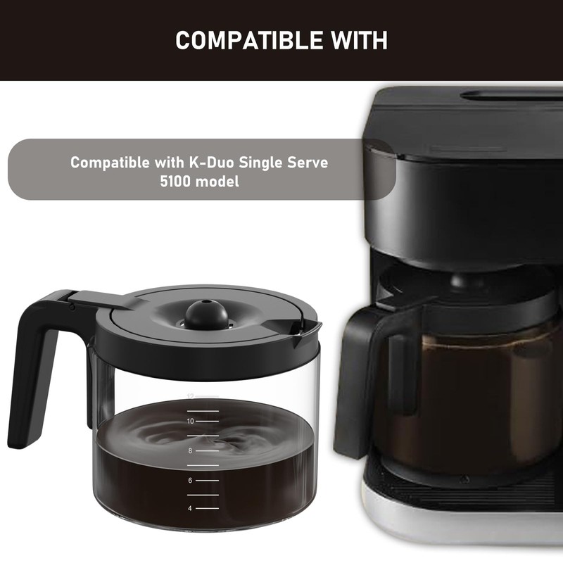 12-Cup Glass Coffee Pot Replacement Compatible with Keurig K-Duo 5100
