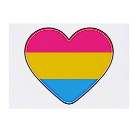 'Pansexual Flag Heart' Temporary Tattoo - Water Resistant, Skin-Safe, Non-Toxic Transfer (TO00050740)