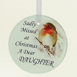 Angraves Daughter Christmas Robin Memorial Tree Hanging Decoration Gift Plaque Momento Tribute Ornament