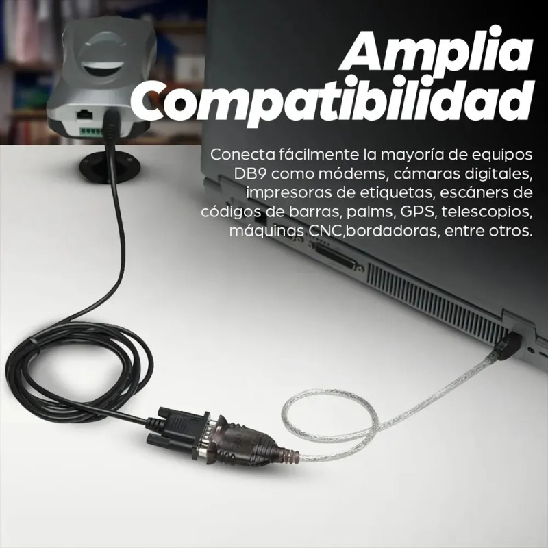 Convertidor USB a Serie RS232 DB9 45cm Negro Manhattan 205153