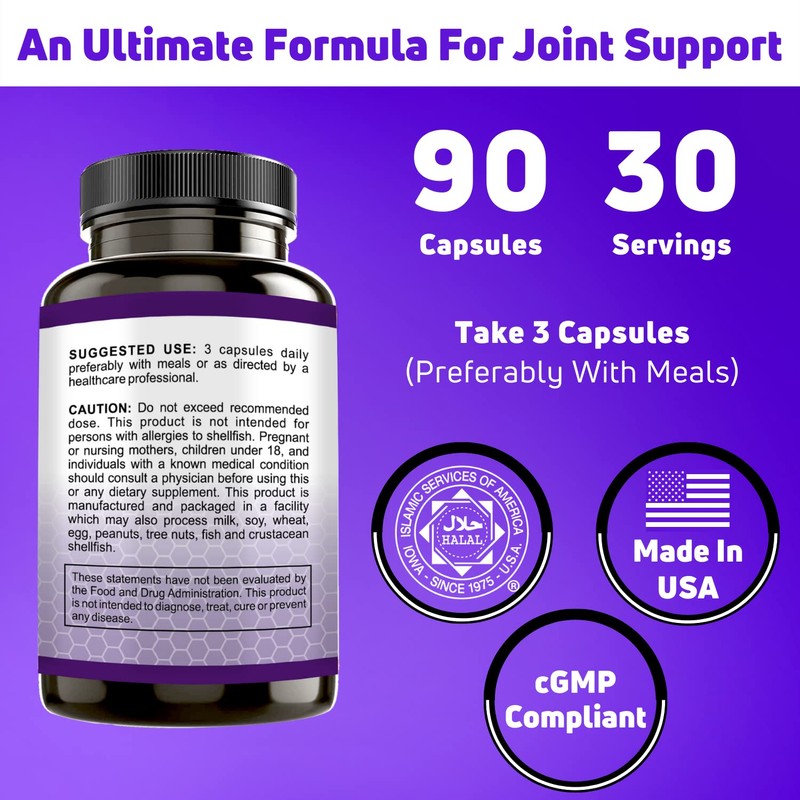 SHIFAA NUTRITION Halal Joint Support Supplement w/Glucosamine Chondroitin MSM |