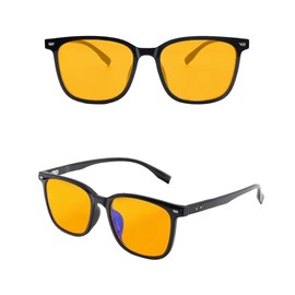 FEISEDY B1223 Blue Light Cut Glasses, Date Glasses, Gaming Glasses, PC Glasses, UV Protection, 99.8 Reduction, UV400, Color Lens, No Degree, Colored, Wellington, PC Work, Driving, After Surgery,