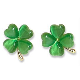 St Patricks Day Earrings for Women, Trendy Statement Four Leaf Clover Shamrock Earrings Stud, St Patricks Day Outfits & Shirt Accessories for Women