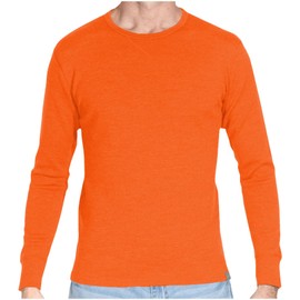 MERIWOOL Mens Base Layer 100% Merino Wool Heavyweight 400g Thermal Shirt for Men Hunter Orange