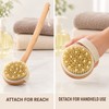 Wooden Natural Bristle Bath Brush with Detachable Long Handle and