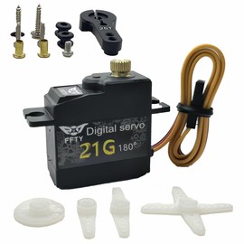 21G Micro Servo with 25T Arm,Digital Servo Full Metal Gear Rotation Angle 180°270°360°for 1/14 1/16 1/18 RC Crawler Car,Truck, Robot Upgrade Parts (360°)