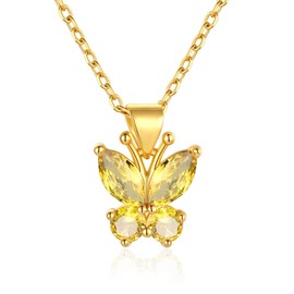 FindChic 14K Gold Plated Butterfly Necklace November Birthstone Diamond Necklaces for Women Cute Pendant Anniversary Birthday Jewelry