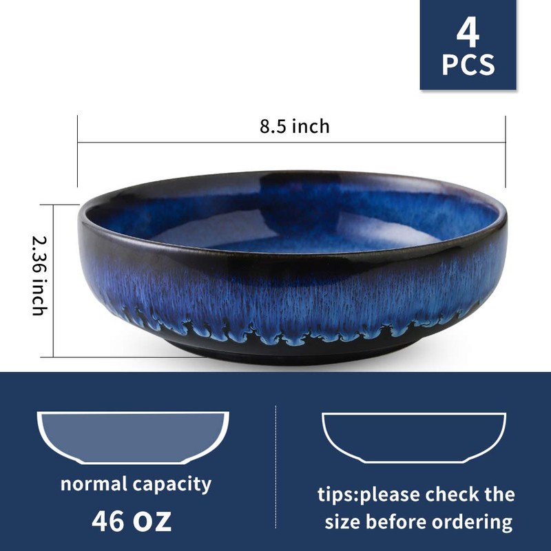 KOOV Ceramic Bowl, 46 OZ Pasta Bowls Set of 4,